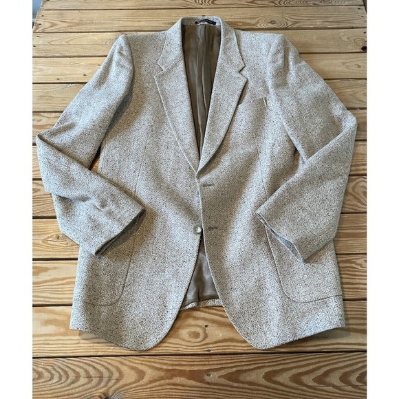 Vintage Yves Saint Laurent Button Front Tweed Suit Jacket Size XL Men’s Beige